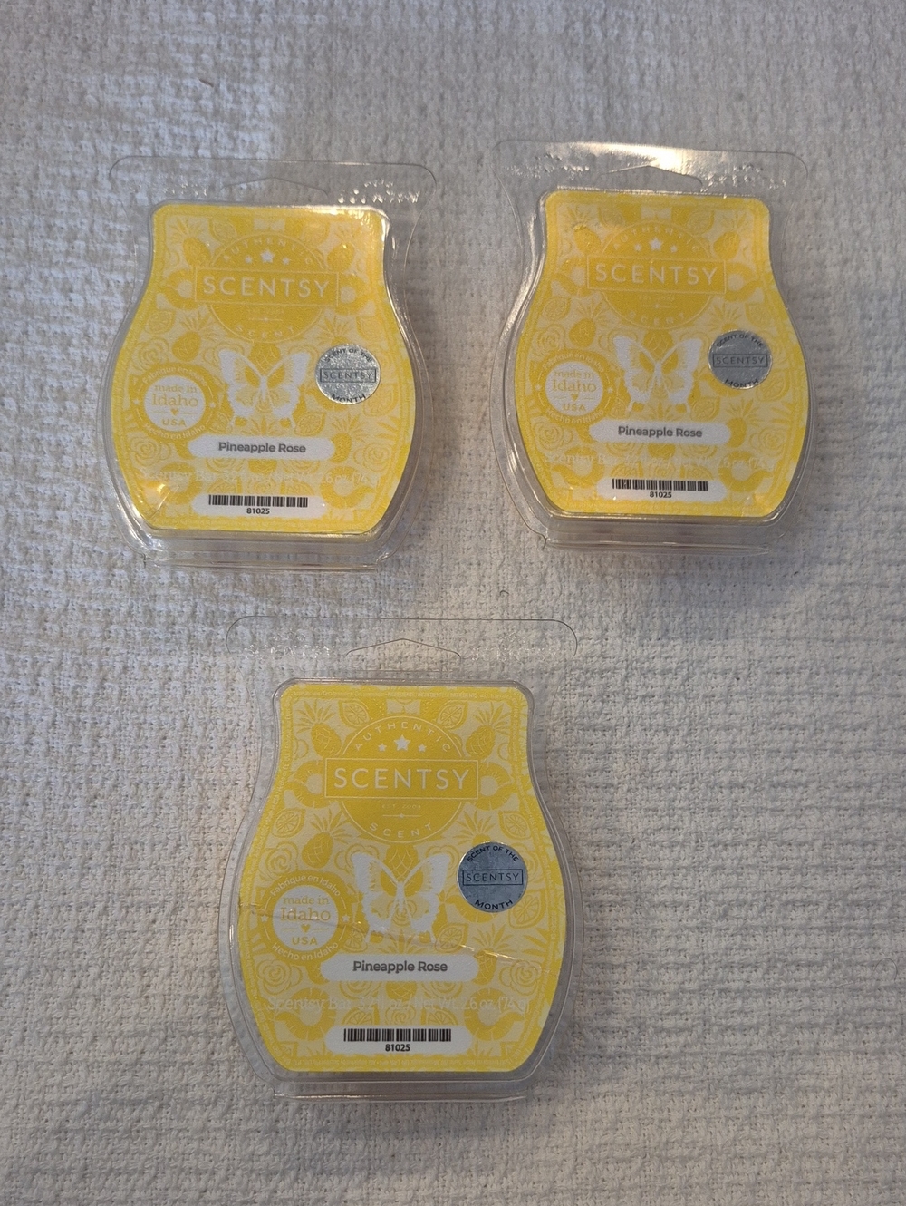Scentsy Pineapple Rose Wax Bars - Lot Of 3 NEW